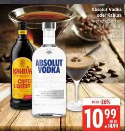 Edeka Absolut Vodka oder Kahlua Angebot