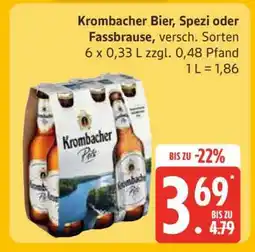 Edeka Krombacher Bier, Spezi oder Fassbrause Angebot