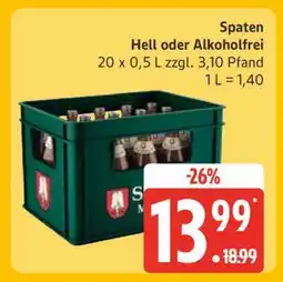 Edeka Spaten Hell oder Alkoholfrei Angebot