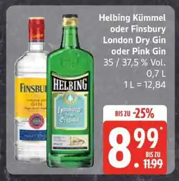 Edeka Helbing Kümmel oder Finsbury London Dry Gin oder Pink Gin Angebot