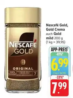 Edeka Nescafé Gold, Gold Crema auch Gold mild 200 g Angebot
