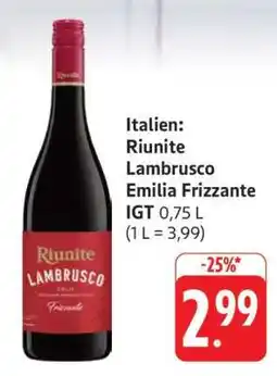 Edeka Riunite Lambrusco Emilia Frizzante Angebot