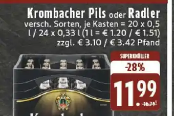 Edeka Krombacher Pils oder Radler Angebot