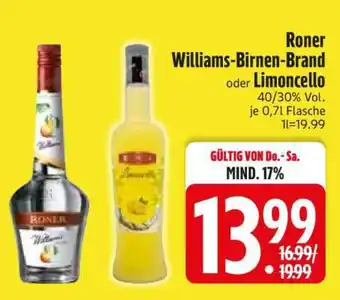 Edeka Roner Williams-Birnen-Brand oder Limoncello Angebot