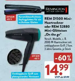 Aldi Süd REM D1500 Mini-Haartrockner oder REM S2880 Mini-Glätteisen Angebot