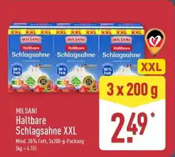 Aldi Nord MILSANI Haltbare Schlagsahne XXL Angebot