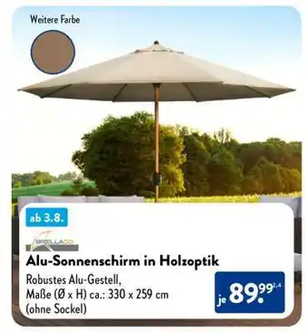 Aldi Süd Alu-Sonnenschirm in Holzoptik Angebot