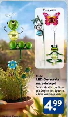 BELAVI LED-Gartendeko mit Solarkugel Angebot bei Aldi Süd