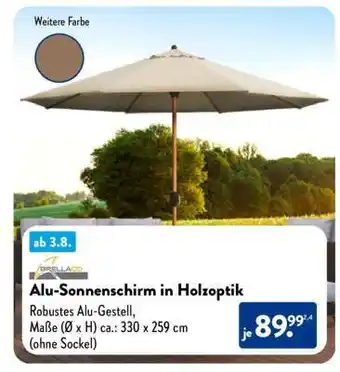 Aldi Nord Alu-Sonnenschirm in Holzoptik Angebot