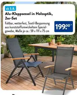 Aldi Nord Alu-Klappsessel in Holzoptik, 2er-Set Angebot