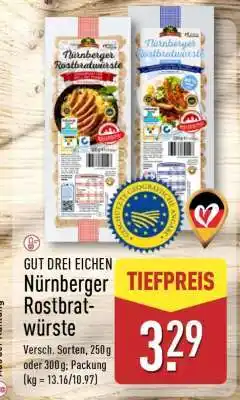 Aldi Nord GUT DREI EICHEN Nürnberger Rostbratwürste Angebot