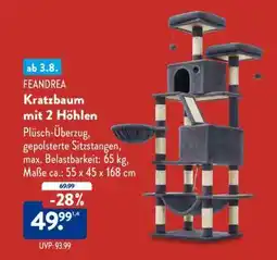 Aldi Süd FEANDREA Kratzbaum mit 2 Höhlen Angebot