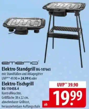 Famila Nord Ost Emerio Elektro-Standgrill BG-107665 oder Elektro-Tischgrill Angebot