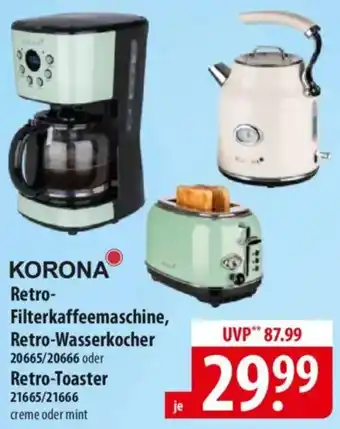 Famila Nord Ost KORONA Retro Filterkaffeemaschine, Retro-Wasserkocher oder Retro-Toaster Angebot