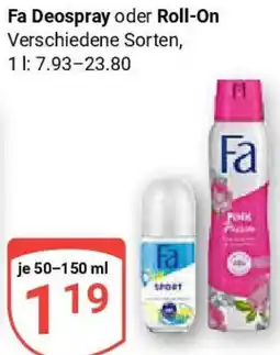 Globus Fa Deospray oder Roll-On Angebot
