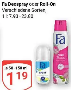 Globus Fa Deospray oder Roll-On Angebot