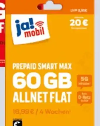REWE ja! Mobil Prepaid Smart Paket Max Angebot