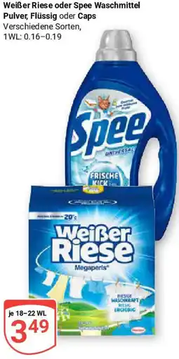 Globus Weißer Riese oder Spee Waschmittel Pulver, Flüssig oder Caps Angebot