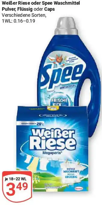 Globus Weißer Riese oder Spee Waschmittel Pulver, Flüssig oder Caps Angebot