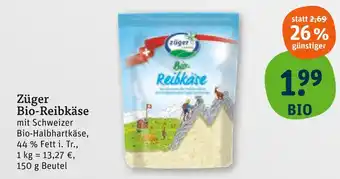 tegut Züger bio-reibkäse Angebot