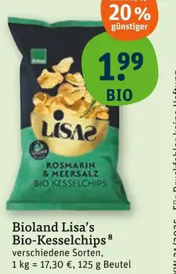 tegut Lisa's bio-kesselchips rosmarin & meersalz Angebot