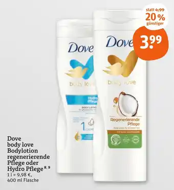 tegut Dove body love bodylotion regenerierende pflege Angebot