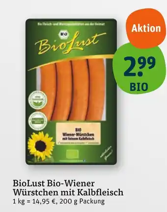 tegut Biolust bio-wiener würstchen mit kalbfleisch Angebot