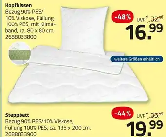 ROLLER Kopfkissen oder steppbett Angebot