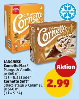 PENNY Langnese cornetto max oder cornetto soft Angebot
