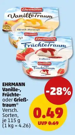 PENNY Ehrmann vanille-, früchte- oder grießtraum Angebot