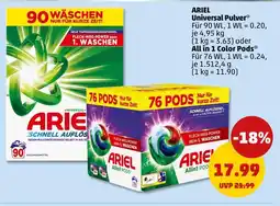 PENNY Ariel universal pulver oder all in 1 color pods Angebot