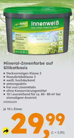 Globus Baumarkt Pronatur innenweiß mineral-innenfarbe auf silikatbasis Angebot