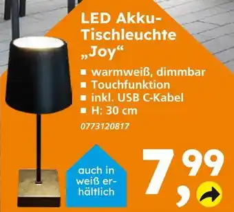 Globus Baumarkt Led akku- tischleuchte „joy“ Angebot