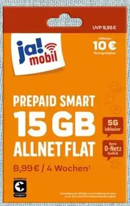 nahkauf Ja! mobil prepaid smart 15 gb allnet flat Angebot