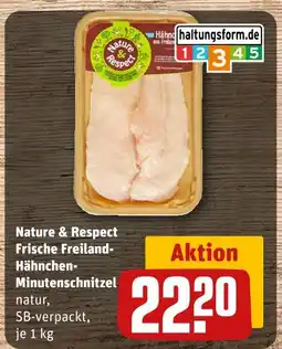 REWE Nature & respect frische freiland-hähnchen-minutenschnitzel Angebot