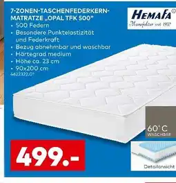 porta Hemafa 7-zonen-taschenfederkern-matratze 'opal tfk 500' Angebot