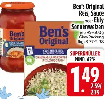 Edeka Ben's original reis, sauce oder ebly sonnenweizen Angebot