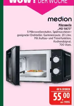 Marktkauf Medion mikrowelle md 11475 Angebot