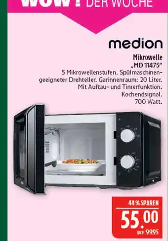 Marktkauf Medion mikrowelle md 11475 Angebot