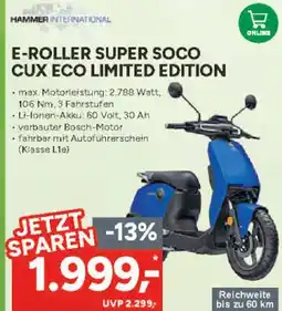 Marktkauf Hammer international e-roller super soco cux eco limited edition Angebot