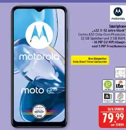 Marktkauf Motorola smartphone e22 3–32 astro black Angebot