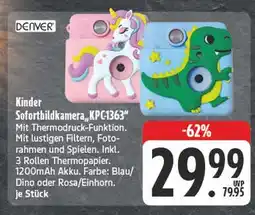 Edeka Denver kinder sofortbildkamera blau/dino Angebot