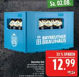 Marktkauf Bayreuther brauhaus bayreuther hell Angebot