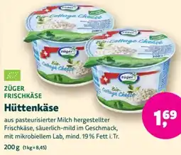 Biomarkt ZÜGER FRISCHKÄSE Hüttenkäse Angebot