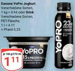 Globus Danone YoPro Joghurt oder Drink Angebot