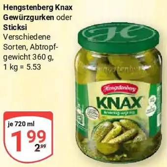 Globus Hengstenberg Knax Gewürzgurken oder Sticksi Angebot
