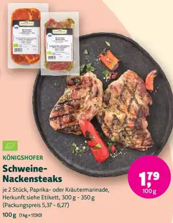 Biomarkt KÖNIGSHOFER Schweine Nackensteaks Angebot