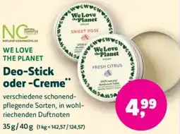 Biomarkt WE LOVE THE PLANET Deo-Stick oder Creme Angebot