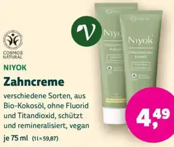 Biomarkt NIYOK Zahncreme Angebot