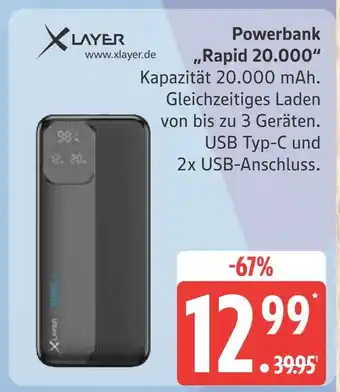 Marktkauf Xlayer powerbank „rapid 20.000“ Angebot